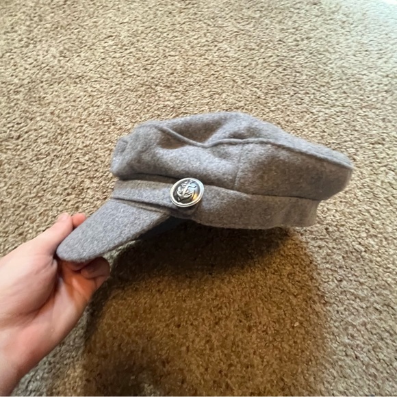 Vintage VTG Wool Cap Sailor Buttons Gray Flat Cap Lined Nautical - Picture 9 of 9